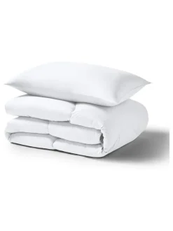 Night Lark Seersucker Coverless Duvet and Pillowcase 10.5 Tog Set Polar White Sale