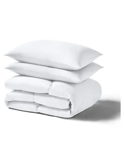 Night Lark Seersucker Coverless Duvet and Pillowcase 10.5 Tog Set Polar White Sale