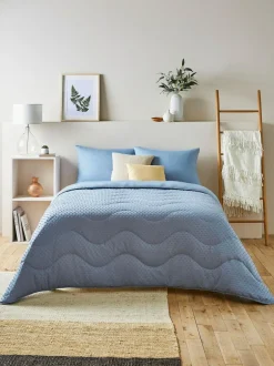 Night Lark Tufted Dot Coverless 10.5 Tog Duvet and Pillowcase Set Dusk Blue Hot