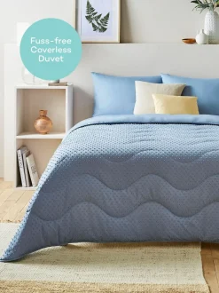 Night Lark Tufted Dot Coverless 10.5 Tog Duvet and Pillowcase Set Dusk Blue Hot