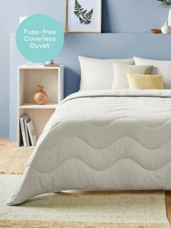 Night Lark Tufted Dot Coverless 10.5 Tog Duvet and Pillowcase Set Warm Sand New