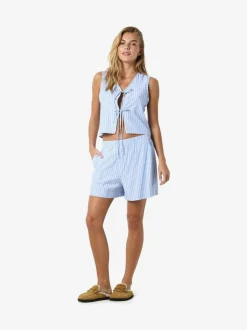 NOISY MAY Blue Stripe Shorts Clearance