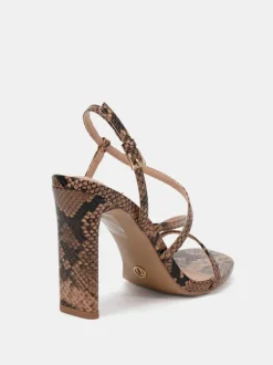 Novo MONDRIAN Strappy Heeled Sandals Brown Discount