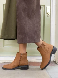 Novo Natural Wide Fit Wide Fit Darlina Flat Chelsea Ankle Boots Discount