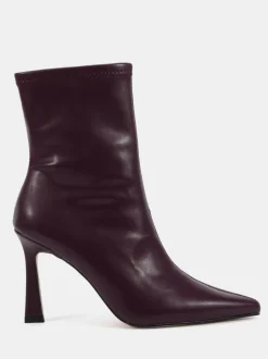 Novo Wide Fit Kiss Point Toe Stiletto Stretch Ankle Boots Red Online