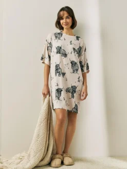 Next Oatmeal Hamish The Highland Cow Cosy Nightie Online