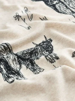 Next Oatmeal Hamish The Highland Cow Cosy Short Pyjamas Set Outlet