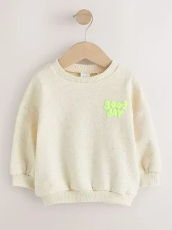 Next Crew Neck Sweatshirt (3mths-7yrs) Oatmeal Nep Good Day Outlet