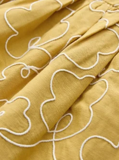 Next Ochre Yellow Embroidered Angel Sleeve Dress (3mths-8yrs) Online