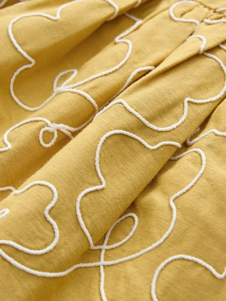 Next Ochre Yellow Embroidered Angel Sleeve Dress (3mths-8yrs) Online