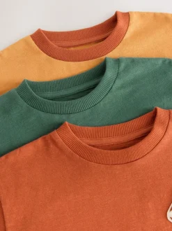 Next Long Sleeve Appliqué T-Shirts 3 Pack (3mths-7yrs) Ochre Yellow Woodland Outlet