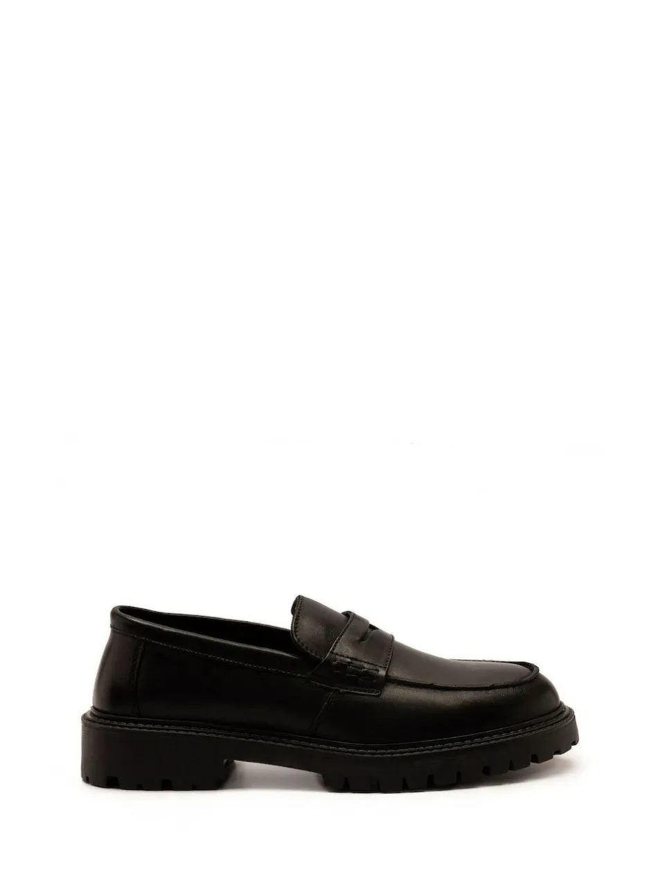 Off The Hook Black Bowie Leather Elevated Loafers Sale