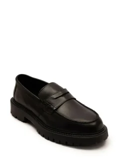 Off The Hook Black Bowie Leather Elevated Loafers Sale