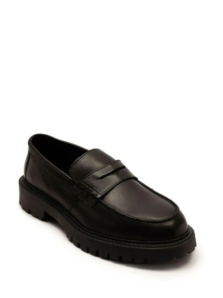 Off The Hook Black Bowie Leather Elevated Loafers Sale