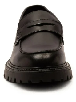Off The Hook Black Bowie Leather Elevated Loafers Sale