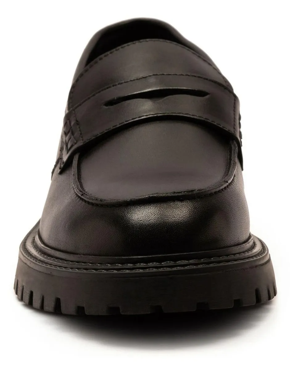 Off The Hook Black Bowie Leather Elevated Loafers Sale