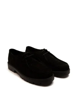 Off The Hook Jovi Casual Lace-Up Suede Leather Boat Shoes Black Clearance