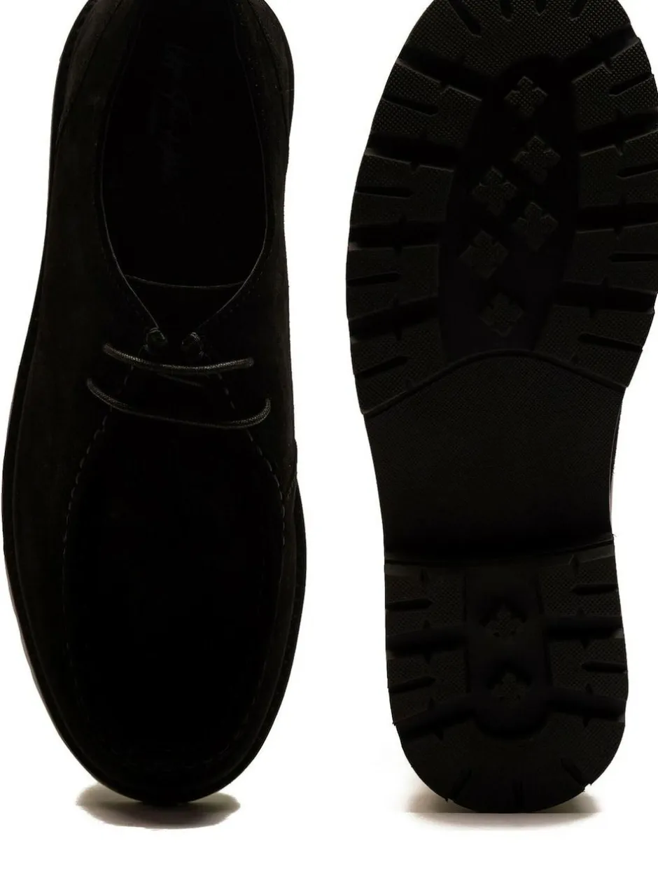 Off The Hook Jovi Casual Lace-Up Suede Leather Boat Shoes Black Clearance