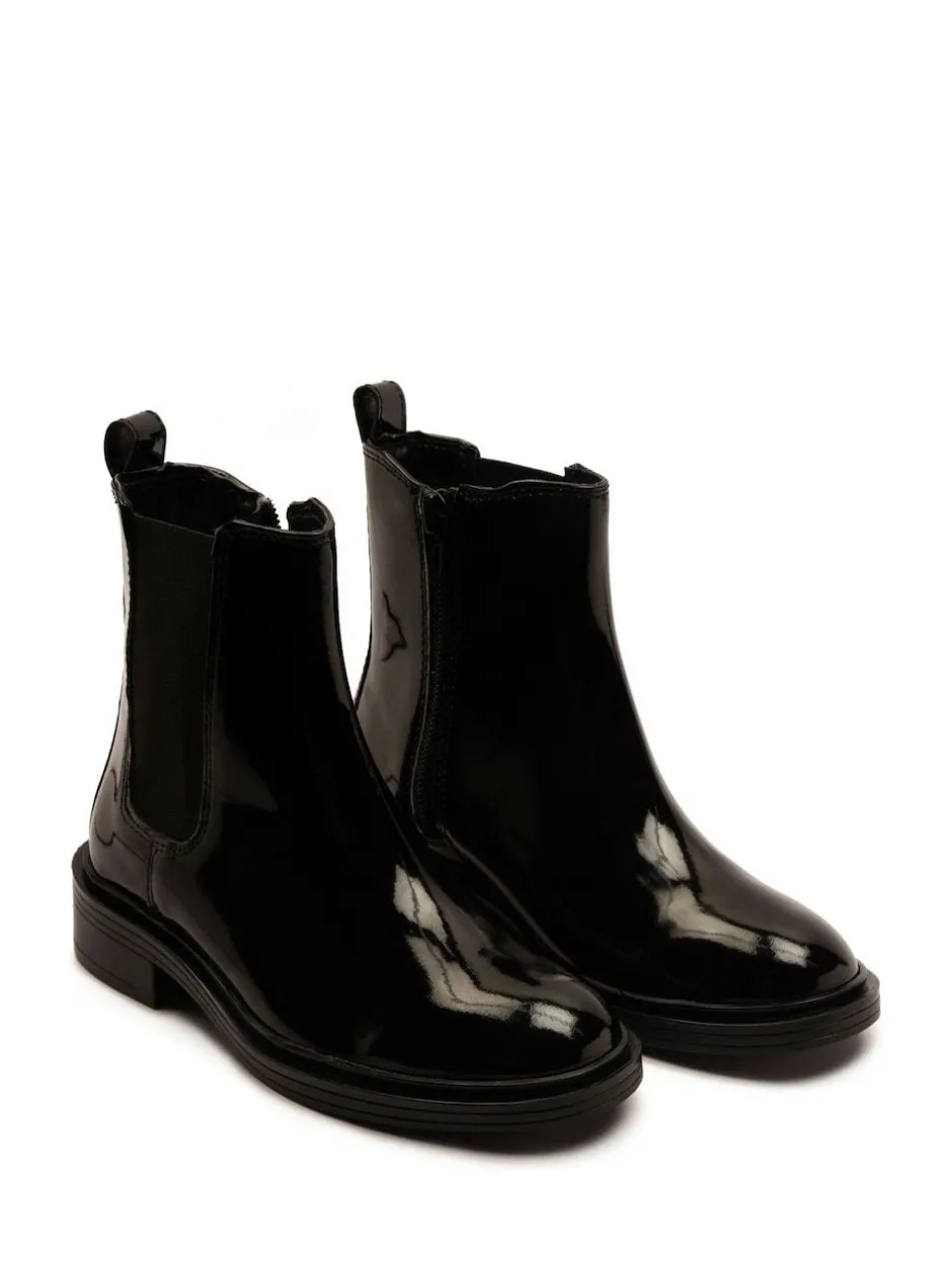 Off The Hook Kiki Patent Leather Ankle Chelsea Boots Black Hot