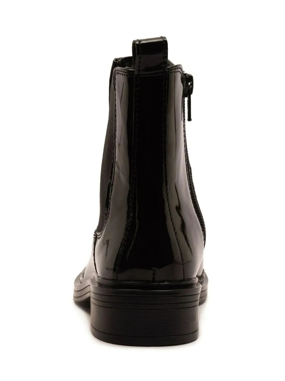 Off The Hook Kiki Patent Leather Ankle Chelsea Boots Black Hot