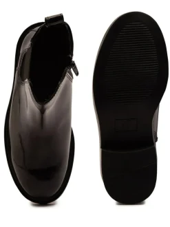 Off The Hook Kiki Patent Leather Ankle Chelsea Boots Black Hot