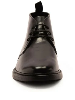 Off The Hook Black Loki Black Leather Lace-Up Boots Sale