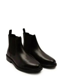 Off The Hook Black Torrance Leather Slip-On Chelsea Boots Sale