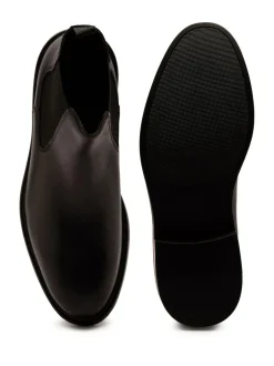 Off The Hook Black Torrance Leather Slip-On Chelsea Boots Sale
