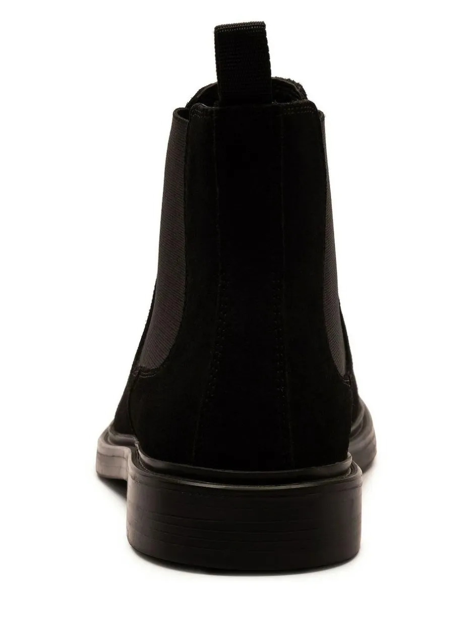 Off The Hook Black Torrance Suede Leather Slip-On Chelsea Boots Best