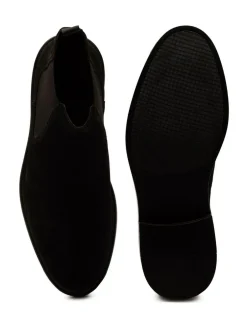 Off The Hook Black Torrance Suede Leather Slip-On Chelsea Boots Best