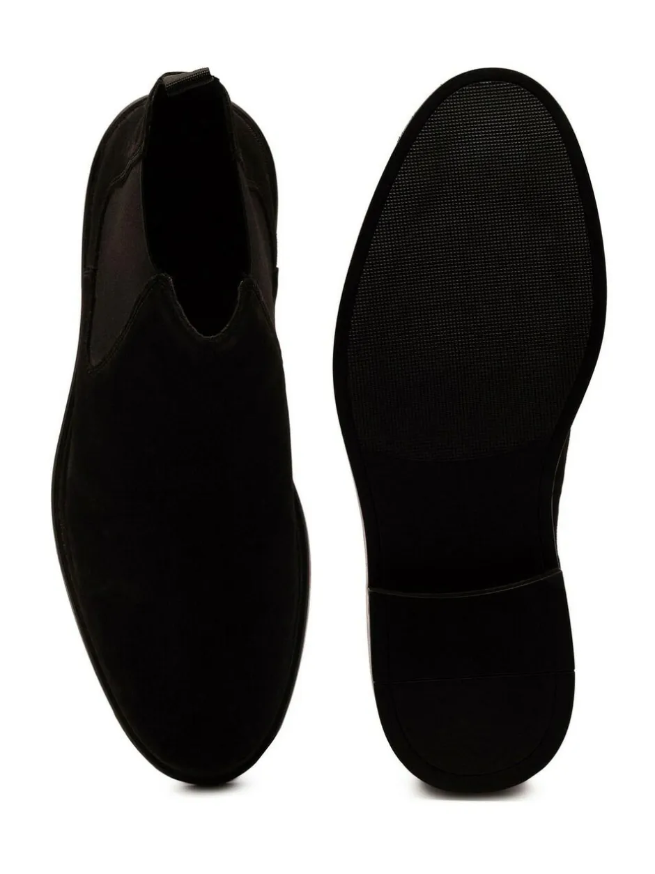 Off The Hook Black Torrance Suede Leather Slip-On Chelsea Boots Best