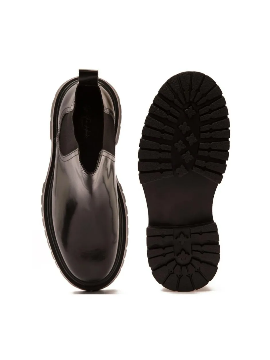 Off The Hook Black Turner Leather Chelsea Boots Clearance
