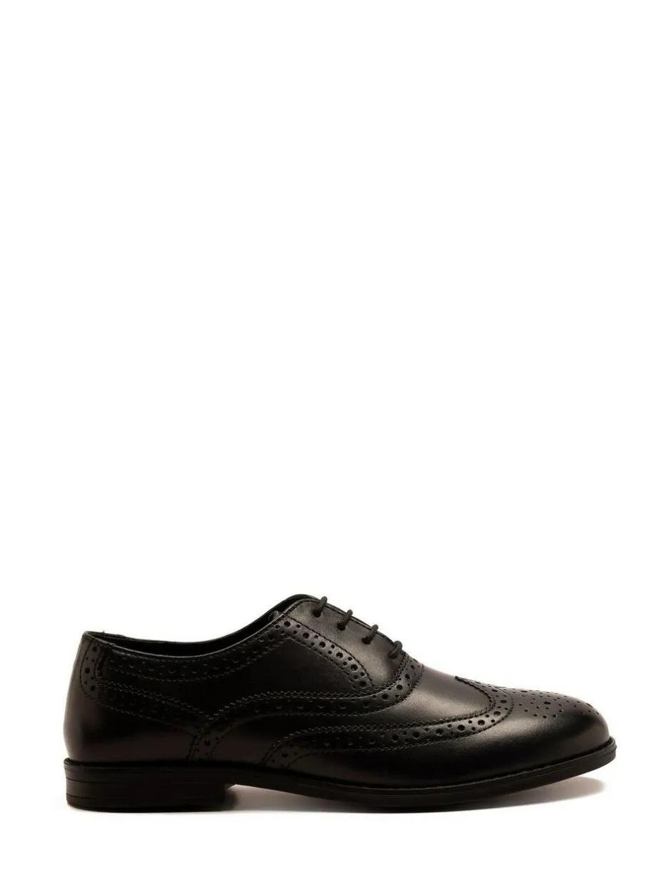 Off The Hook Waldew Leather Lace-Up Formal Brogue Shoes Black Outlet