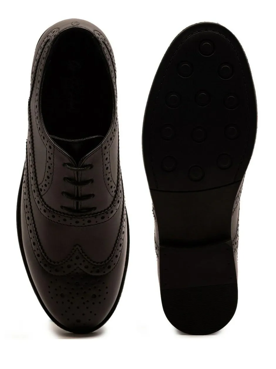Off The Hook Waldew Leather Lace-Up Formal Brogue Shoes Black Outlet