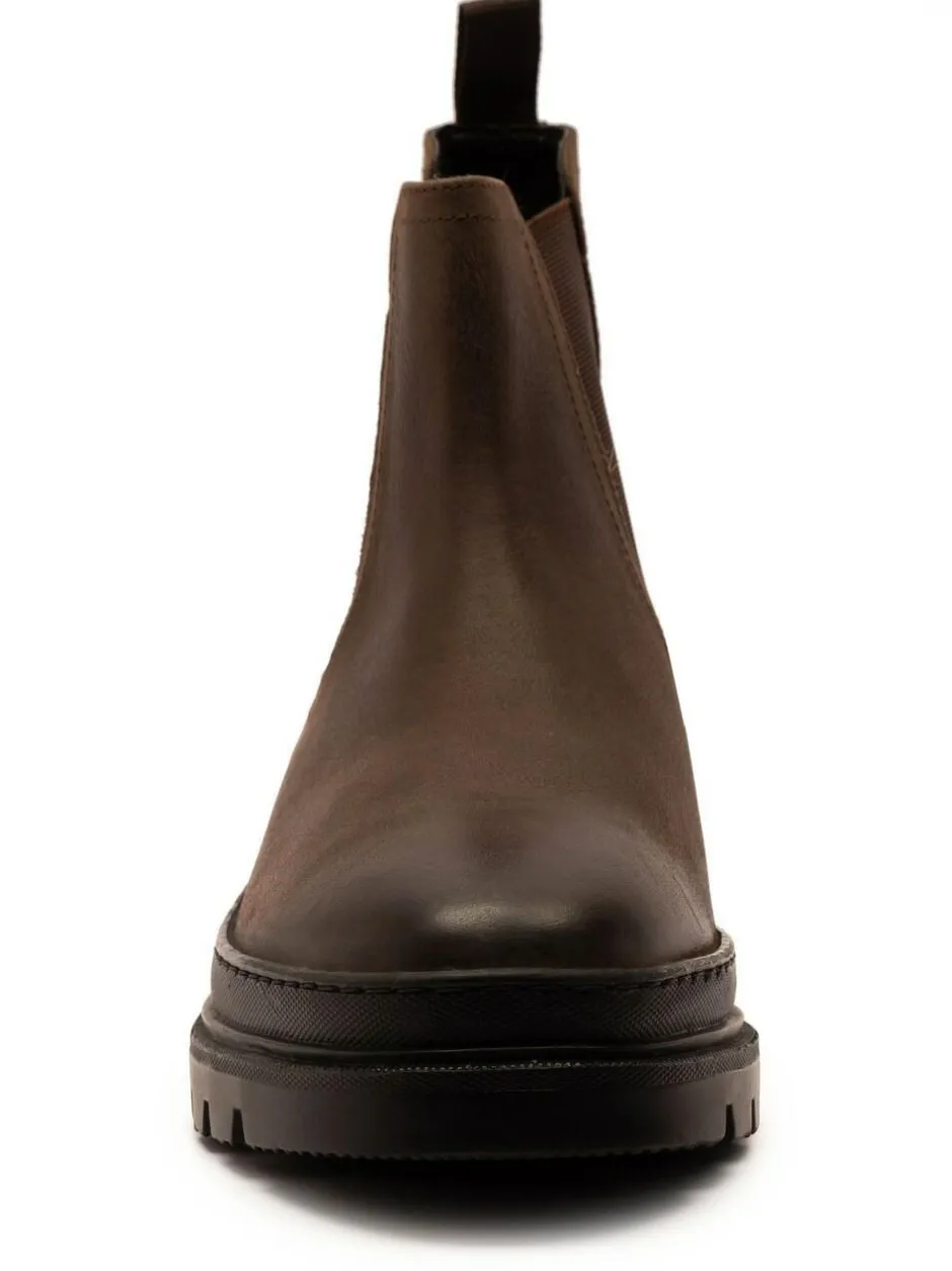 Off The Hook Brown Harrison Slip On Chelsea Leather Boots