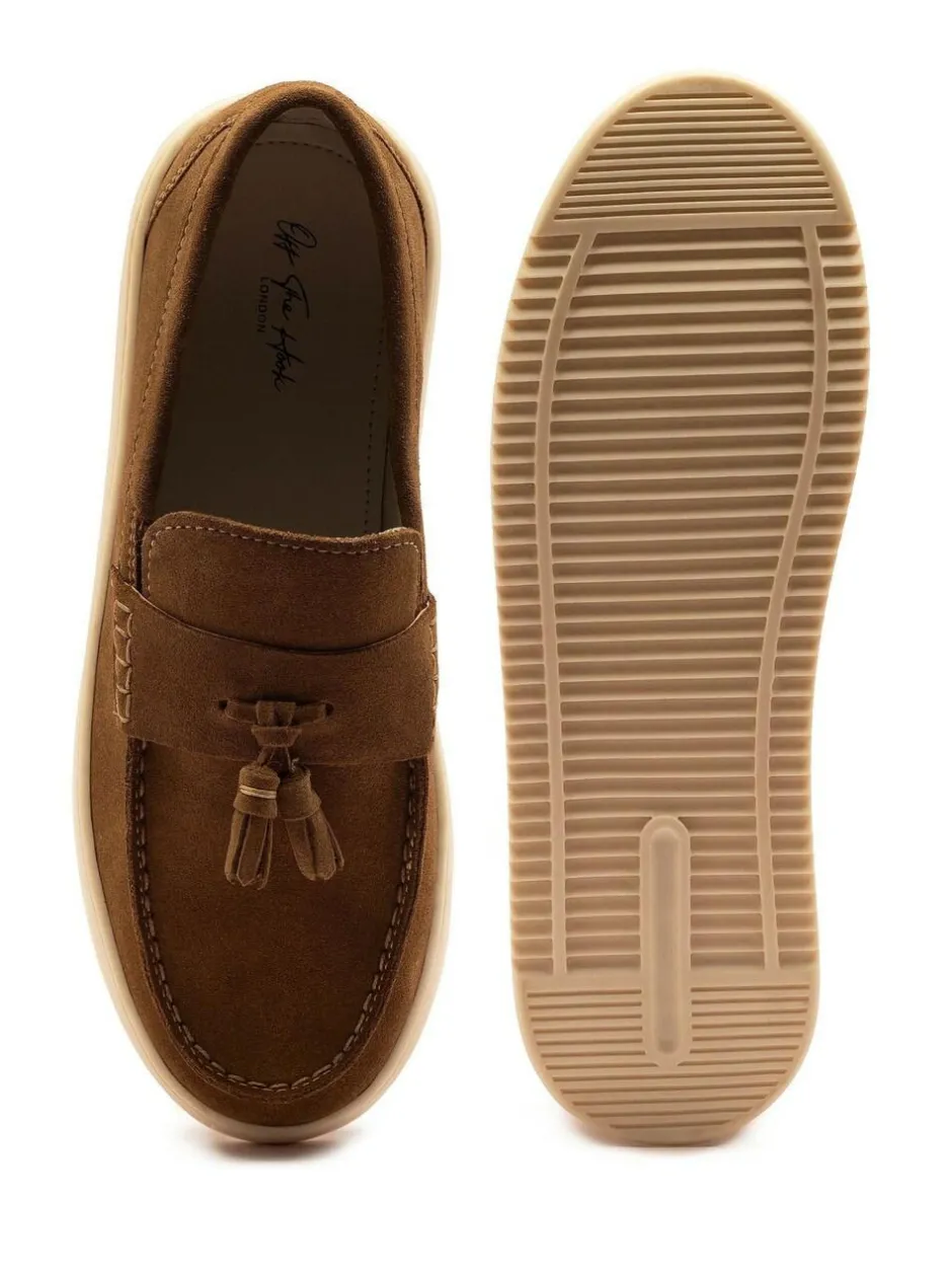 Off The Hook Brown Lomas Suede Leather Tassel Loafer Shoes New