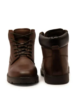 Off The Hook Solo Leather Lace Up Casual Ankle Boots Brown Discount