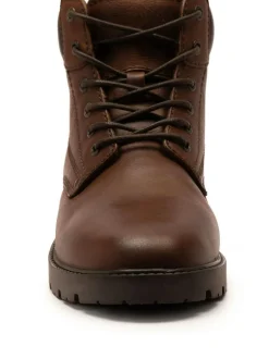 Off The Hook Solo Leather Lace Up Casual Ankle Boots Brown Discount