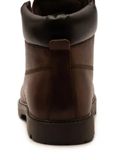 Off The Hook Solo Leather Lace Up Casual Ankle Boots Brown Discount