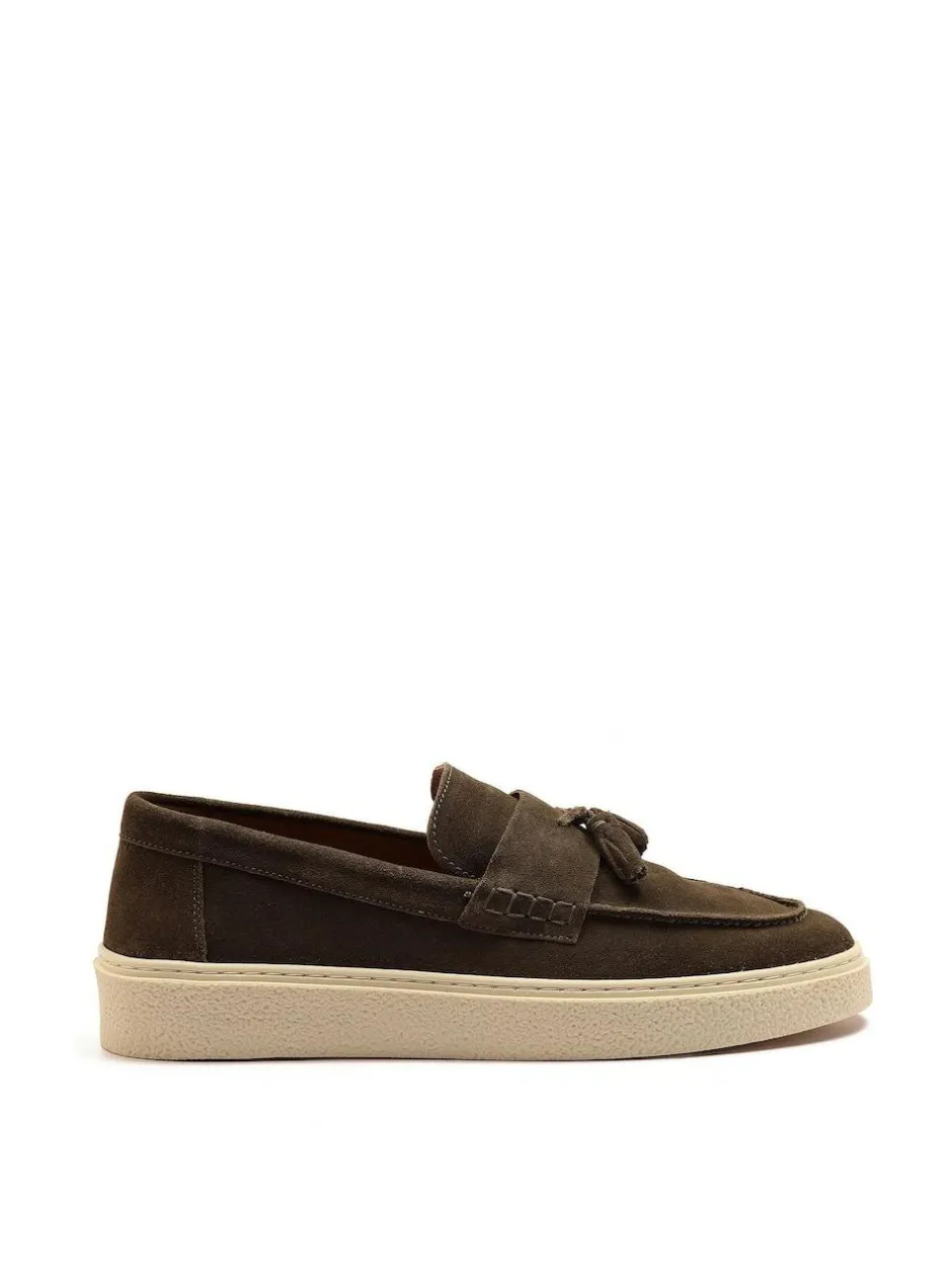 Off The Hook Green Rory Loafers Tassel Casual Slip On Suede Leather Shoes Outlet