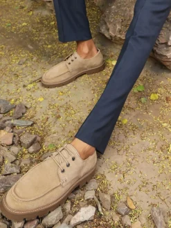 Off The Hook Harvey Suede Leather Casual Lace-Up Boat Shoes Light Brown