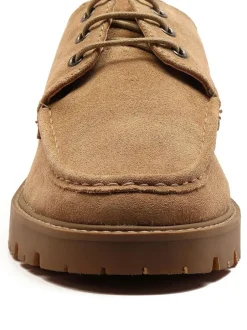 Off The Hook Harvey Suede Leather Casual Lace-Up Boat Shoes Light Brown