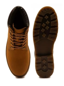 Off The Hook Solo Leather Lace Up Casual Ankle Boots Yellow