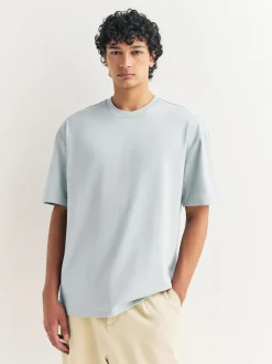 Next Olive Green /Ice Grey/Orange Rust Relaxed Fit Heavyweight T-Shirts 3 Pack Sale