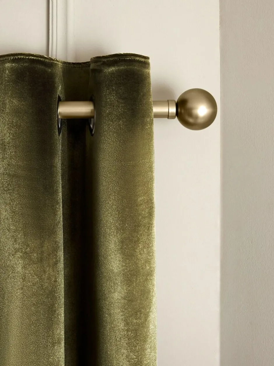 Next Liquid Velvet Blackout/Thermal Eyelet Curtains Olive Green Clearance