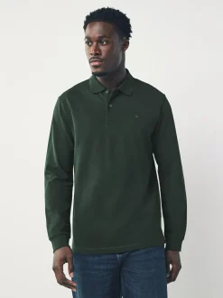Next Olive Green Regular Fit Long Sleeve Pique Polo Shirt Best