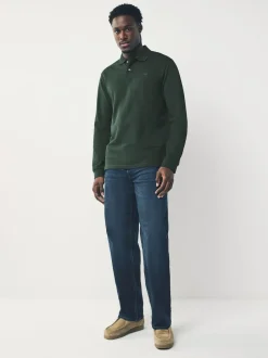 Next Olive Green Regular Fit Long Sleeve Pique Polo Shirt Best