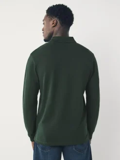 Next Olive Green Regular Fit Long Sleeve Pique Polo Shirt Best