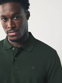 Next Olive Green Regular Fit Long Sleeve Pique Polo Shirt Best