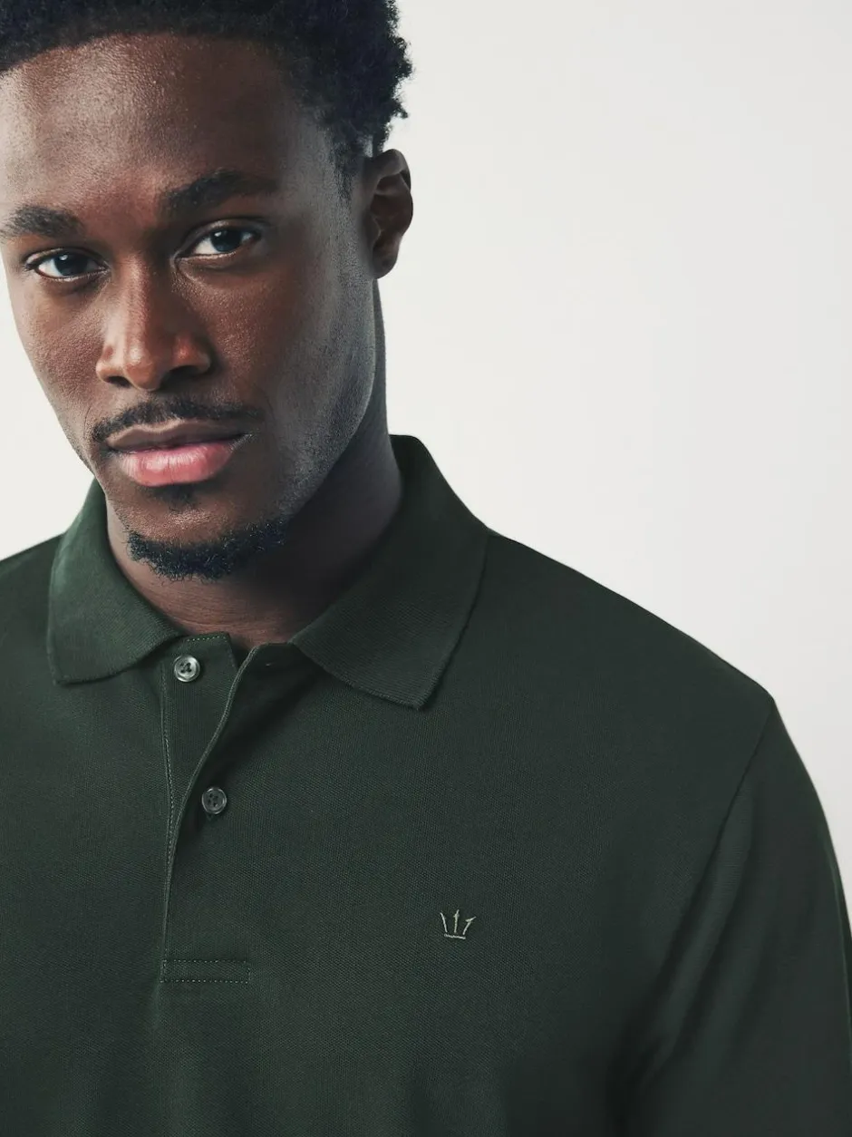 Next Olive Green Regular Fit Long Sleeve Pique Polo Shirt Best